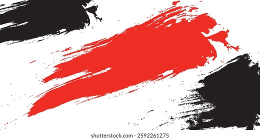 Grunge rough green, red, yellow and black brush strokes with spray texture. Hand drawn distress damaged vintage banner with thick zigzag lines. Rough thick brush stroke texture
