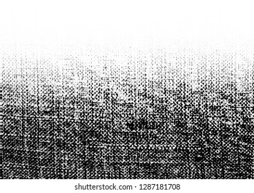 Grunge rough halftone texture. Crumpled burlap. Canvas grunge effect. Gradient textile background using halftone circle dots pattern. Vector  illustration