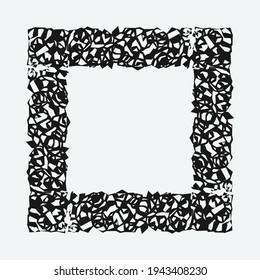 Grunge rough square frame. Chaotic pattern. For invitations, gift cards, scrapbooking. Vector illustration