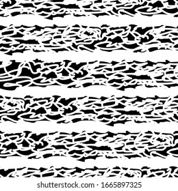 Grunge raue gestreifte Vektorillustration nahtlos Muster. Handgemalte Bürste, festlicher, froher, gestreifter Hintergrund. Nicht gekannte Kreide Balken Textur. Weiße, schwarze Streifen