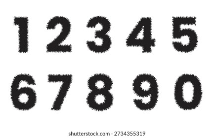 Grunge Rough Texture Numbers Set 0 9 Distressed Style