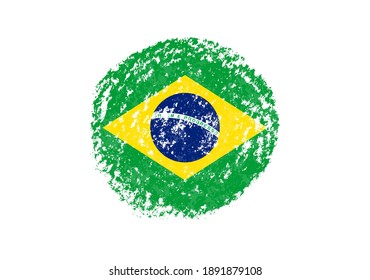 Grunge round flag of Brazil.