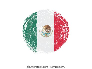 Grunge round flag of Mexico.