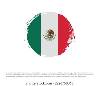 Grunge round flag of Mexico. Vector. 