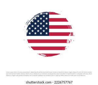 Grunge round flag of USA. Vector. 