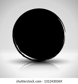 Grunge round frame. Place for text or logo. Paint stain. Ink splash. Acrylic spot. Grungy texture. Abstract shape. Minimalism.