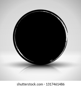 Grunge round frame. Place for text or logo. Paint stain. Ink splash. Acrylic spot. Circle framing. Grungy texture. Abstract shape. Minimalism.