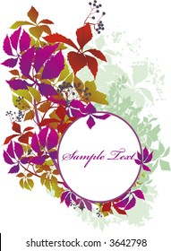 grunge round frame  with vine