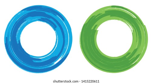 Grunge round frames. Color brush stroke circles.