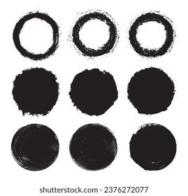 Grunge round frames.Distress circles set.