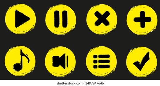 Grunge round game icon. Vector icons.