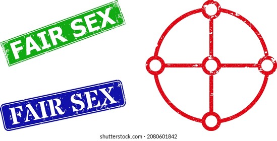 Icono de estructura de rejilla redondeada y sello de sello de sello de sello de sexo justo de goma rectangular. Marcas de agua legibles de tipo vectorial y azul de tipo justo con textura de caucho grueso,