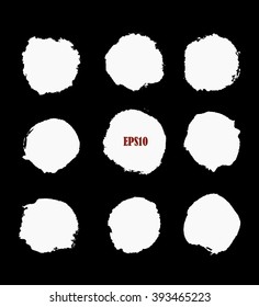 Grunge round ink shapes vector set.