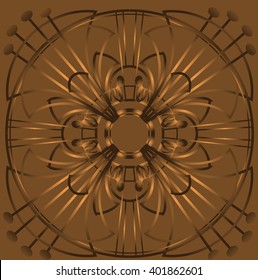 grunge round ornament on a brown background