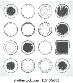 Grunge round paper stickers black and white vector 