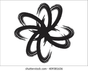 Grunge round shape with brush vector
