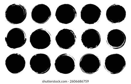 Grunge round shapes. Grunge banner collection. Vector. round brush painted circle banner on transparent background	