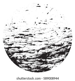 Grunge round used post stamp background. Distress circular dirty overlay texture. Circle urban grain stroke dust cover template. Design element for making your images aged. EPS10 vector illustration.