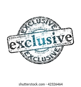 Grunge rounded rubber stamp with the word exclusive written inside the stamp