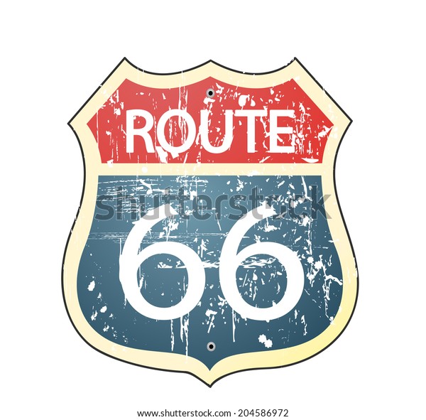 Grunge Route 66 Roadsign Stock Vector (Royalty Free) 204586972