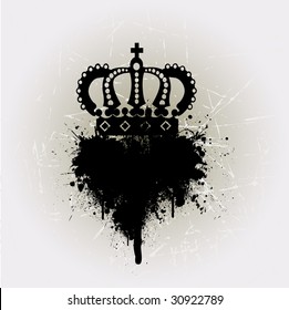 Grunge Royal Crown Vector With Blot