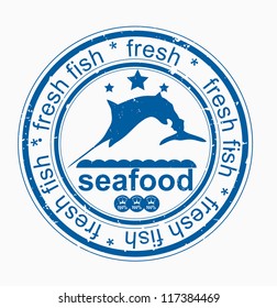 Grunge royal Sea Food rubber stamp