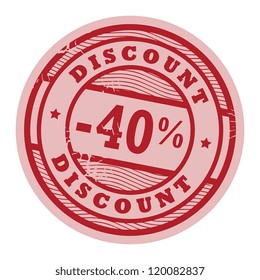 Grunge rubber color stamp with the text Discount 40 written inside the stamp, vector illustration
