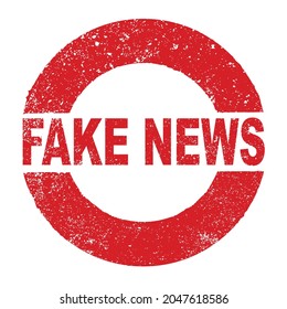 A grunge rubber ink stamp with the text FAKE NEWS over a white background