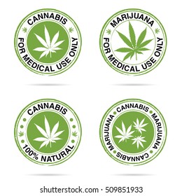 grunge rubber of marijuana set in green color illustration