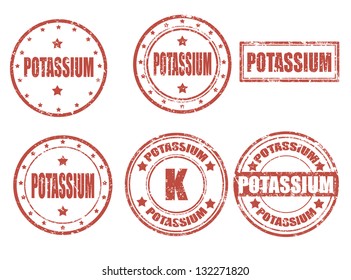 Grunge rubber set of stamps with potassium,vector illustration