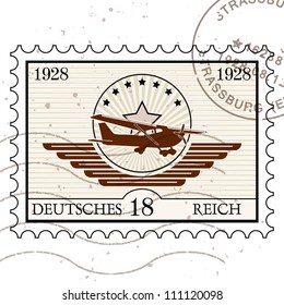 Grunge rubber stamp with airplane  / Vector grunge air mail / Stamp design
