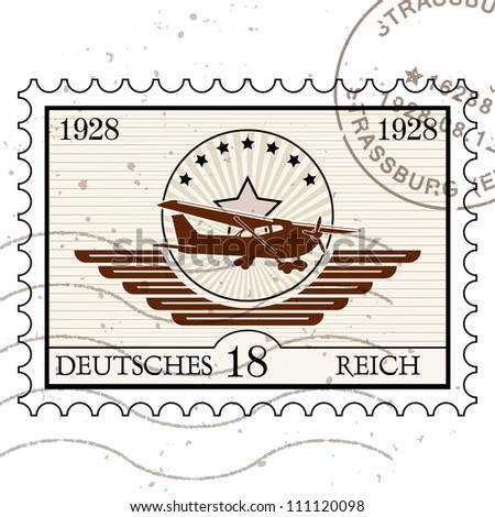 Grunge rubber stamp with airplane  / Vector grunge air mail / Stamp design