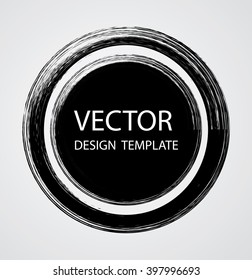 Grunge Rubber Stamp. Black Circle Shape Post Stamp. Distressed Brush Stroke Banner. Vector Illustration.