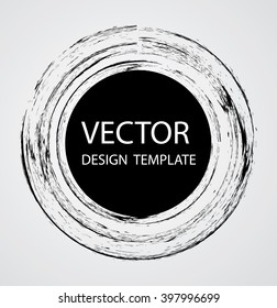 Grunge Rubber Stamp. Black Circle Shape Post Stamp. Distressed Brush Stroke Banner. Vector Illustration.