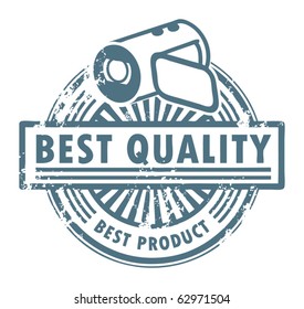 Grunge rubber stamp with the camcorder and word best quality written inside, vector illustration