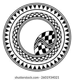 Grunge rubber stamp with circular decorative border and flag vector design