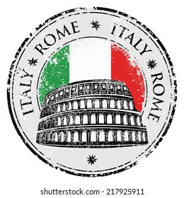 Grunge rubber stamp with Colosseum and the word Rome, Italy inside, vector illustration 