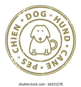 Grunge rubber stamp with dog inside the stamp, vector illustration