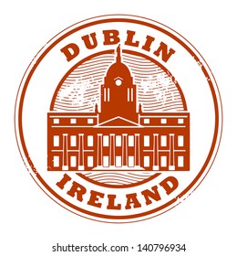 Grunge rubber stamp with Dublin, Ireland inside, vector illustration