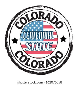 Grunge rubber stamp with flag and the text  Colorado,Centennial state, vector illustration