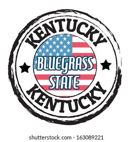 Grunge Rubber Stamp With Flag And The Text Kentucky, Bluegrass State, Vector Illustration