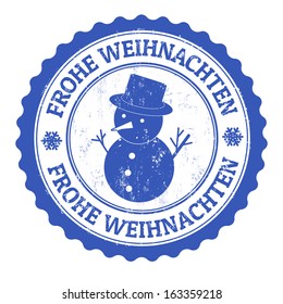 Grunge rubber stamp german text Frohe Weihnachten, translate Merry Christmas, vector illustration