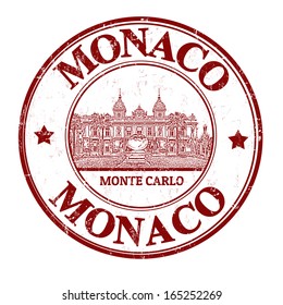 Grunge rubber stamp with the grand casino and the word Monaco inside, vector illustration