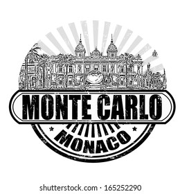 Grunge rubber stamp with the grand casino and the text Monte Carlo, Monaco inside, vector illustration