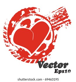 Grunge rubber stamp with heart, vector illustration eps10