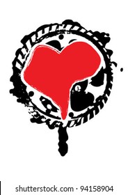 Grunge rubber stamp with heart, vector illustration eps