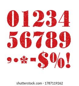 Grunge rubber stamp / imprint numbers illistration set (from 0 to 9 etc.)