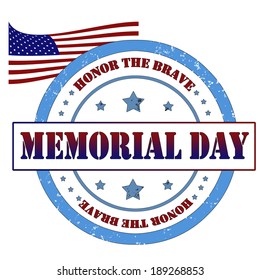 Grunge rubber stamp, label memorial day, vector illustration