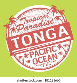 Grunge rubber stamp or label with the name of Tonga, vector illustration