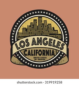 Grunge rubber stamp or label with name of Los Angeles, California, vector illustration
